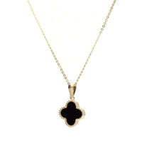 Onyx 9ct Yellow Gold Clover Pendant - Michael Jones Jeweller