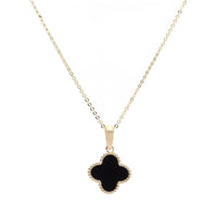 Onyx 9ct Yellow Gold Clover Pendant - Michael Jones Jeweller