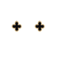 Onyx 9ct Yellow Gold Clover Stud Earrings - Michael Jones Jeweller