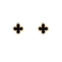 Onyx 9ct Yellow Gold Clover Stud Earrings - Michael Jones Jeweller