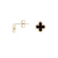 Onyx 9ct Yellow Gold Clover Stud Earrings - Michael Jones Jeweller