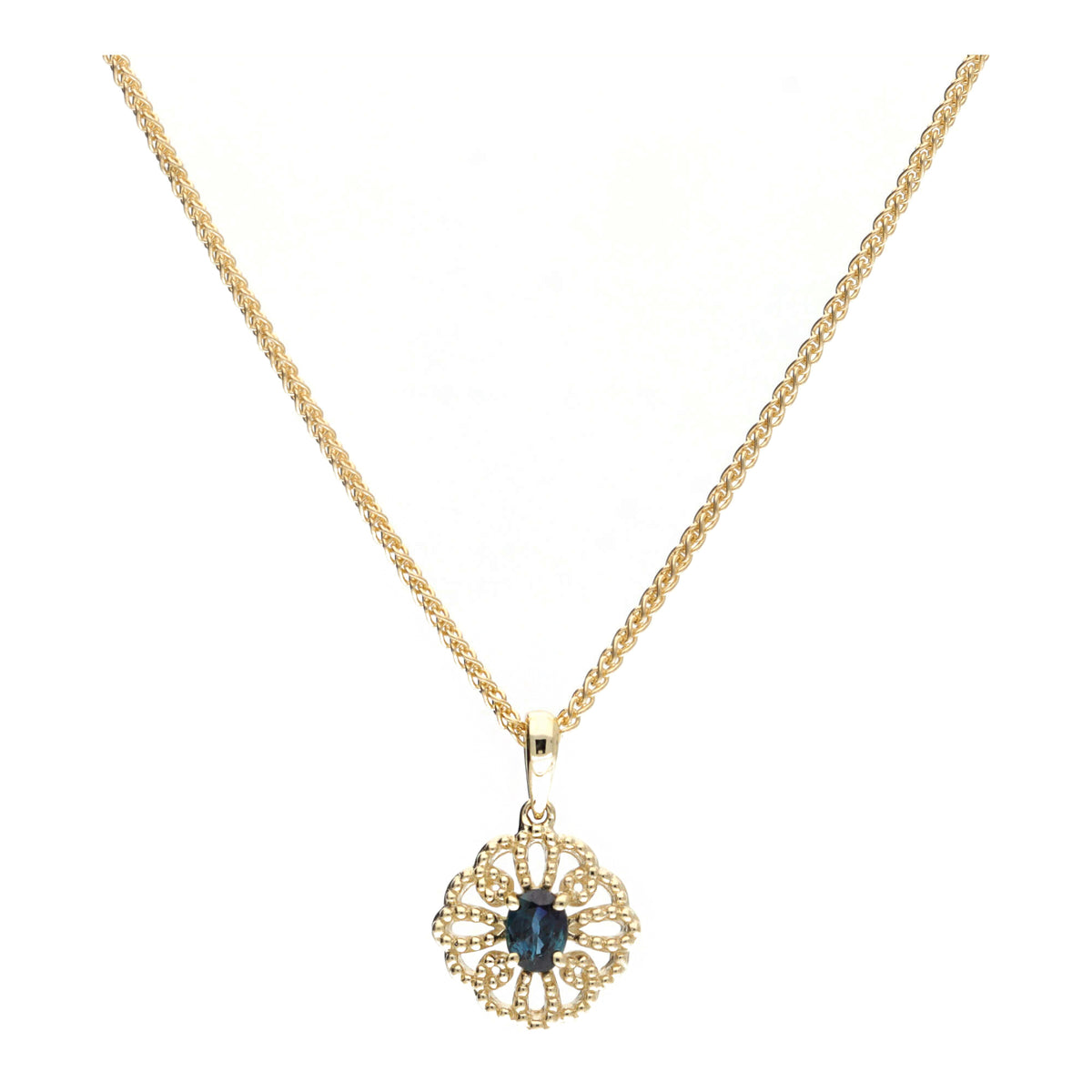 Blue Sapphire 9ct Yellow Gold Pendant - Michael Jones Jeweller
