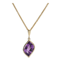 Amethyst 9ct Yellow Gold Flame Shape Pendant