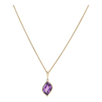 Amethyst 9ct Yellow Gold Flame Shape Pendant