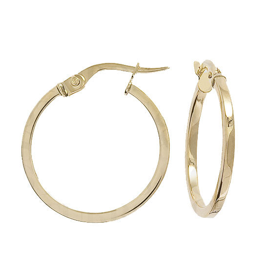 Square Section 9ct Yellow Gold Hoop Earrings - Michael Jones Jeweller