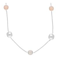 Peach and Grey Stone 9ct White Gold Necklace - Michael Jones Jeweller