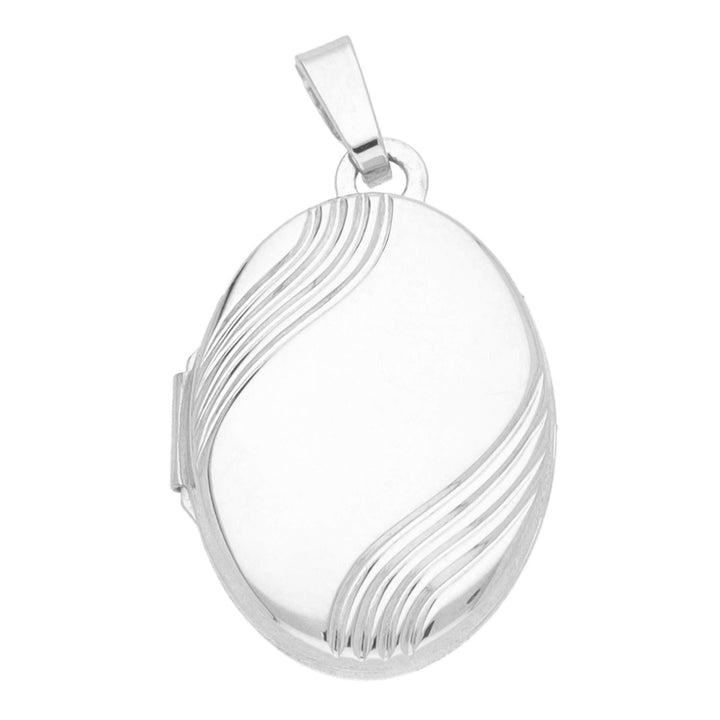 Oval Wave Front 9ct White Gold Locket - Michael Jones Jeweller