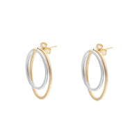 Double Oval 9ct Yellow and White Gold Drop Earrings - Michael Jones Jeweller