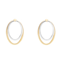 Double Oval 9ct Yellow and White Gold Drop Earrings - Michael Jones Jeweller