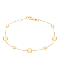Square 9ct Yellow Gold Station Link Bracelet - Michael Jones Jeweller