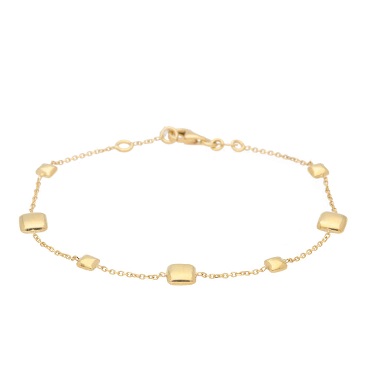 Square 9ct Yellow Gold Station Link Bracelet - Michael Jones Jeweller