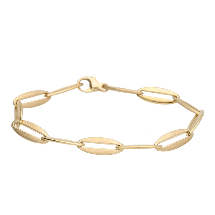 Oval Polished and Brushed Link 9ct Yellow Gold Bracelet - Michael Jones Jeweller