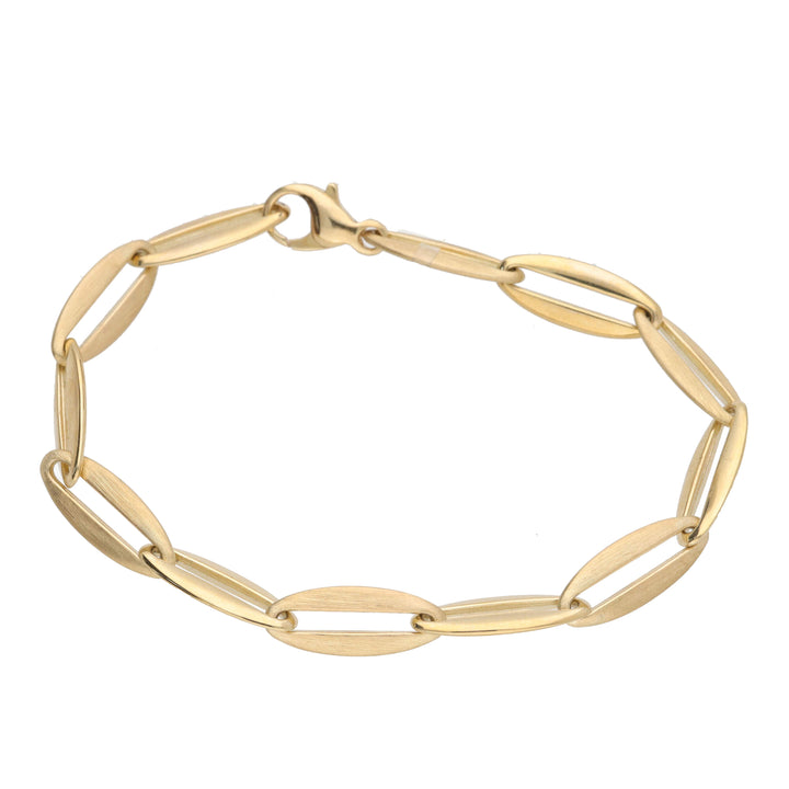 Oval Polished and Brushed Link 9ct Yellow Gold Bracelet - Michael Jones Jeweller
