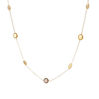 Citrine and Smoky Quartz 9ct Yellow Gold Station Necklace