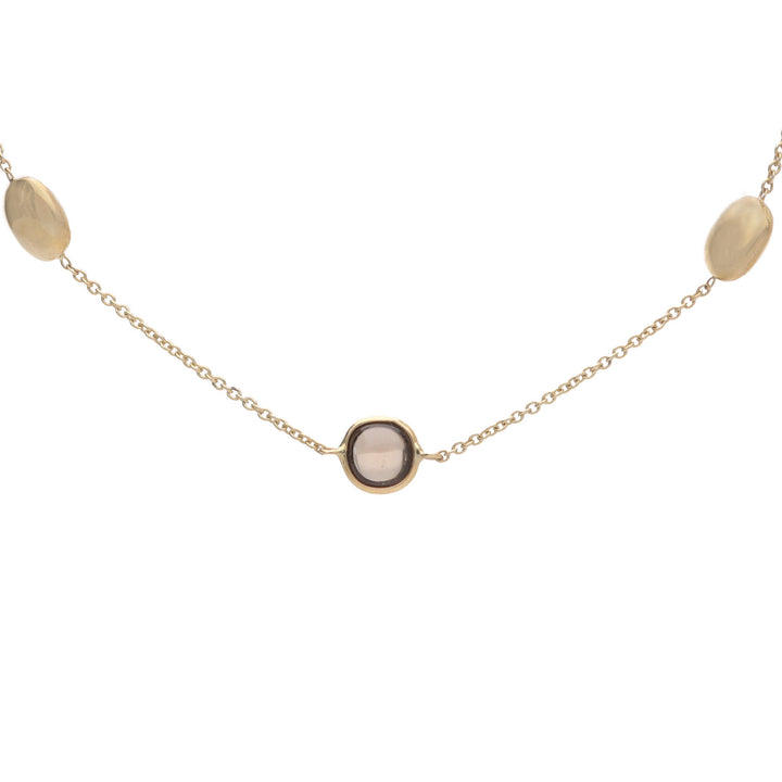 Citrine and Smoky Quartz 9ct Yellow Gold Station Necklace