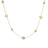 Citrine and Smoky Quartz 9ct Yellow Gold Station Necklace