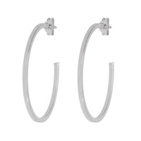 Square Section 42mm 9ct White Gold Hoop Earrings