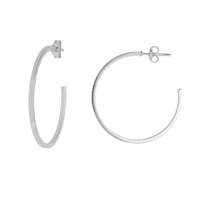Square Section 42mm 9ct White Gold Hoop Earrings