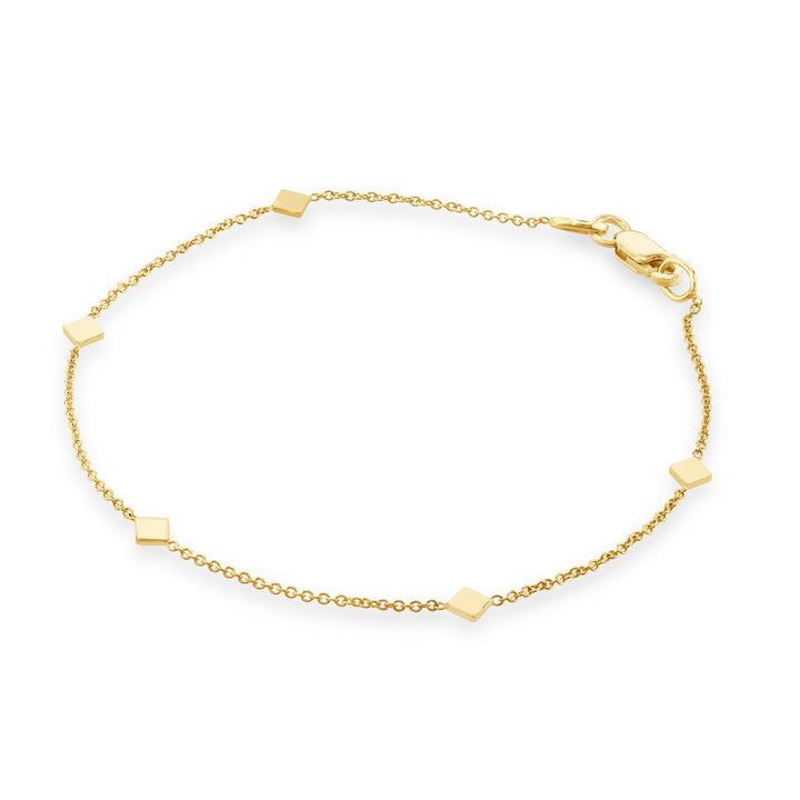 Diamond Shape 9ct Yellow Gold Station Link Bracelet