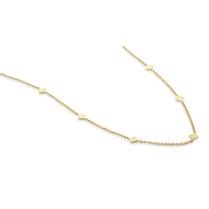 Diamond Shape 9ct Yellow Gold Station Link Necklace