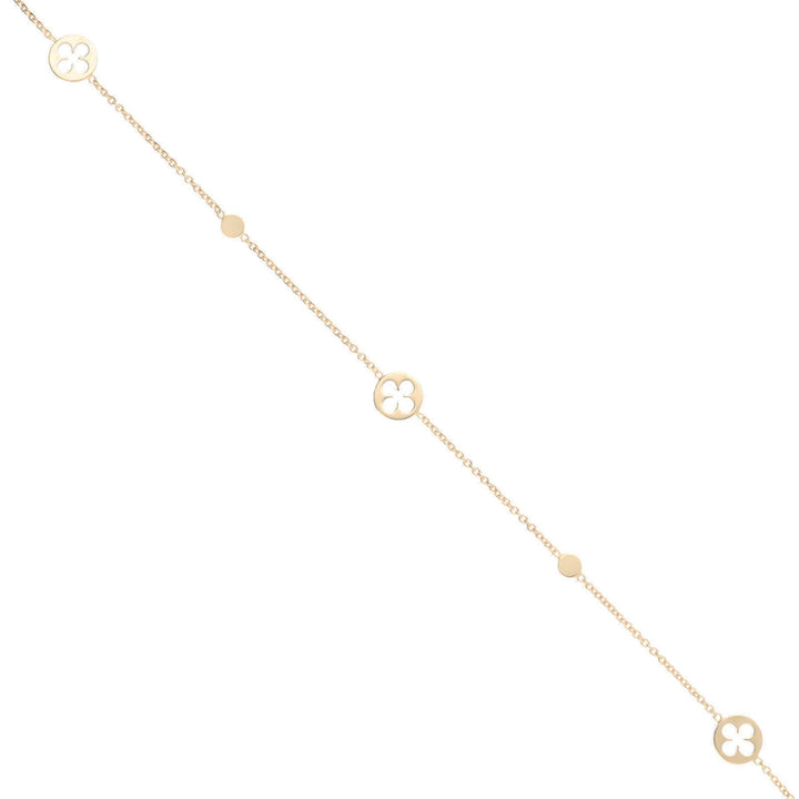 Quatrefoil 9ct Yellow Gold Station Bracelet