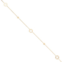 Quatrefoil 9ct Yellow Gold Station Bracelet