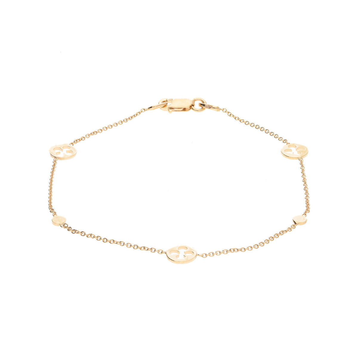 Quatrefoil 9ct Yellow Gold Station Bracelet - Michael Jones Jeweller