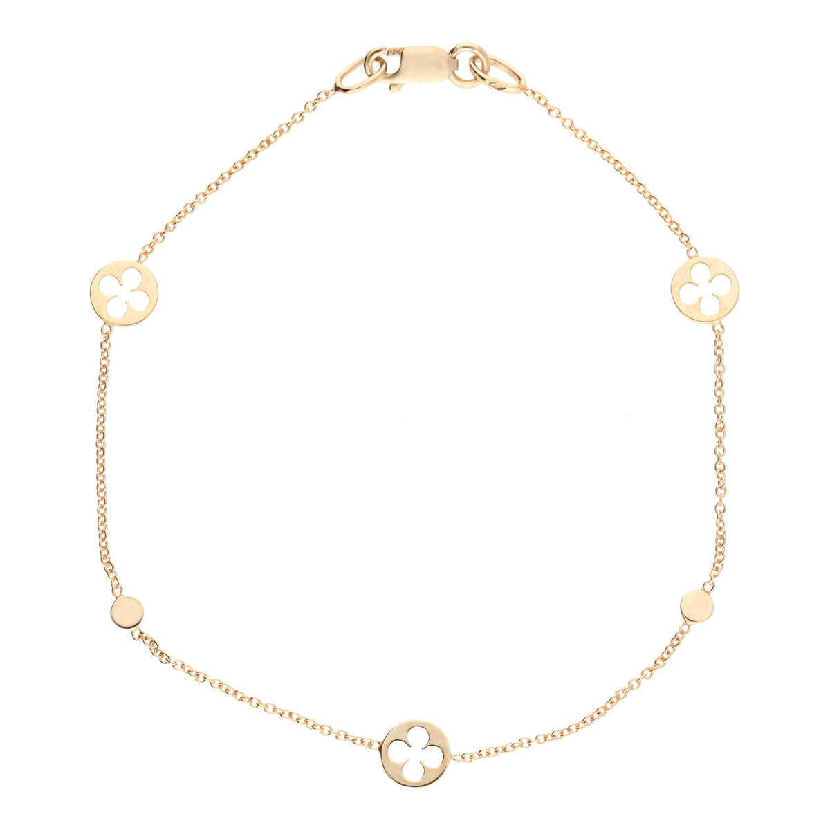 Quatrefoil 9ct Yellow Gold Station Bracelet - Michael Jones Jeweller