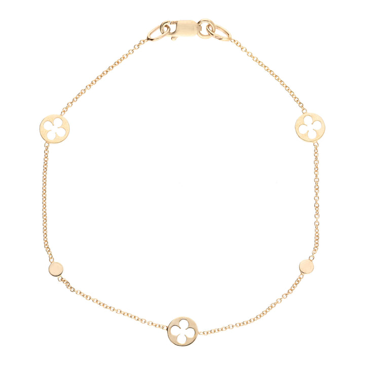 Quatrefoil 9ct Yellow Gold Station Bracelet
