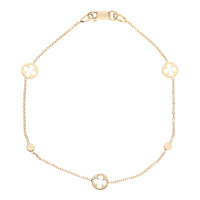 Quatrefoil 9ct Yellow Gold Station Bracelet