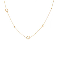 Quatrefoil and Disc Motif 9ct Yellow Gold Station Necklace