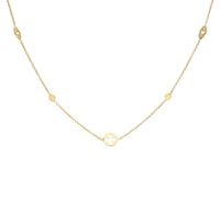 Quatrefoil and Disc Motif 9ct Yellow Gold Station Necklace