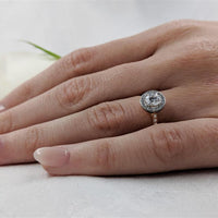 Dulcina Halo 0.50ct E SI1 Diamond Rose Gold/Platinum Ring - Michael Jones Jeweller