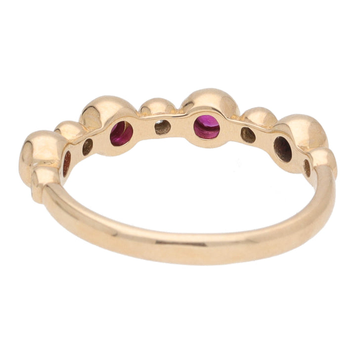 Ruby and Diamond 0ct Yellow Gold Bubble Ring - Michael Jones Jeweller