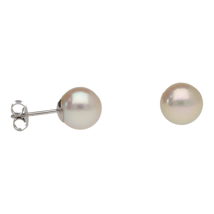Cultured Pearl 9mm 18ct White Gold Stud Earrings - Michael Jones Jeweller