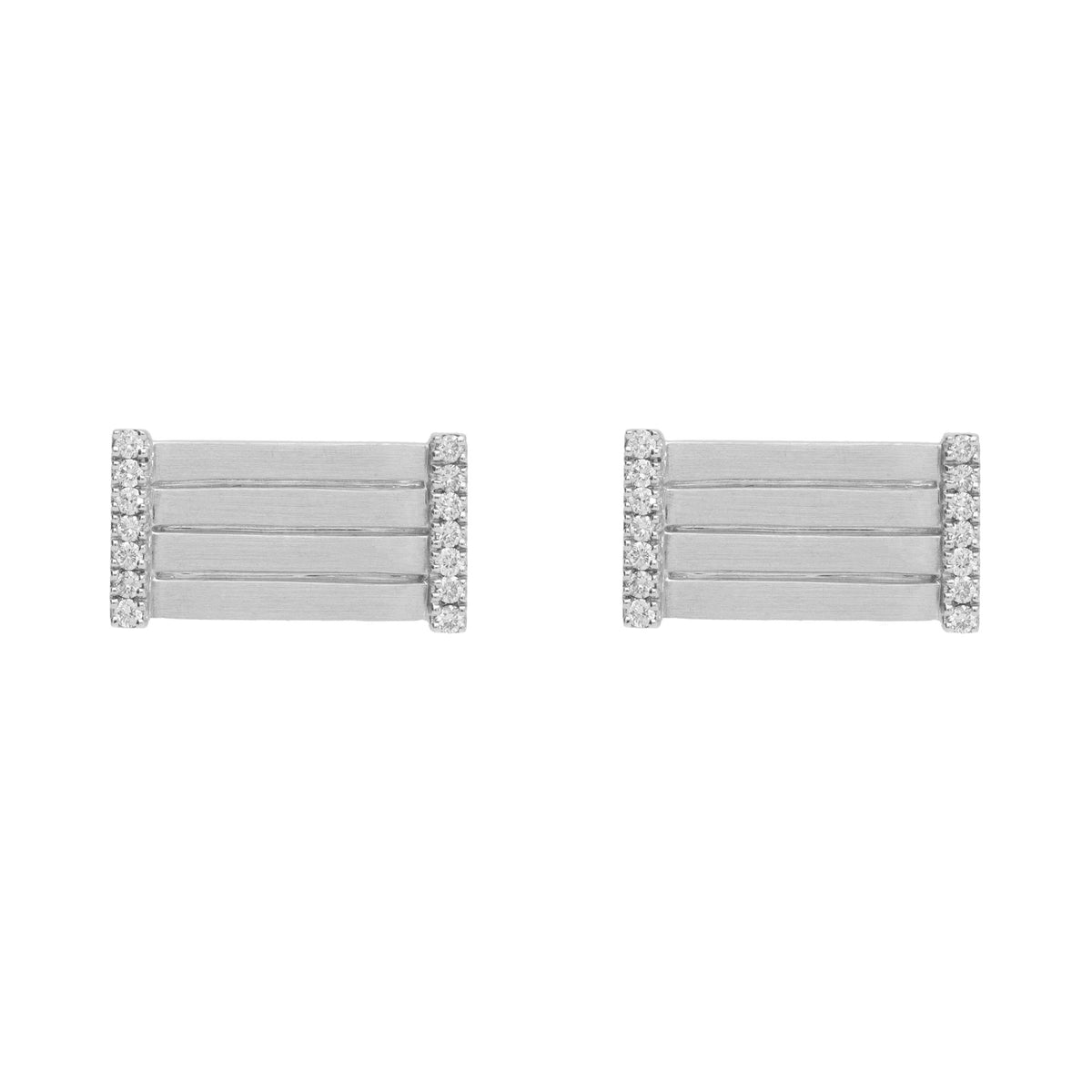 Rectangular Diamond Set 9ct White Gold Cuflinks - Michael Jones Jeweller