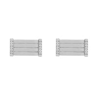 Rectangular Diamond Set 9ct White Gold Cuflinks