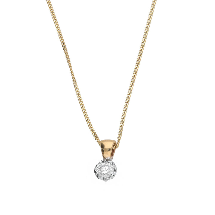 Diamond 0.20ct Illusion Set 9ct Yellow Gold Necklace - Michael Jones Jeweller
