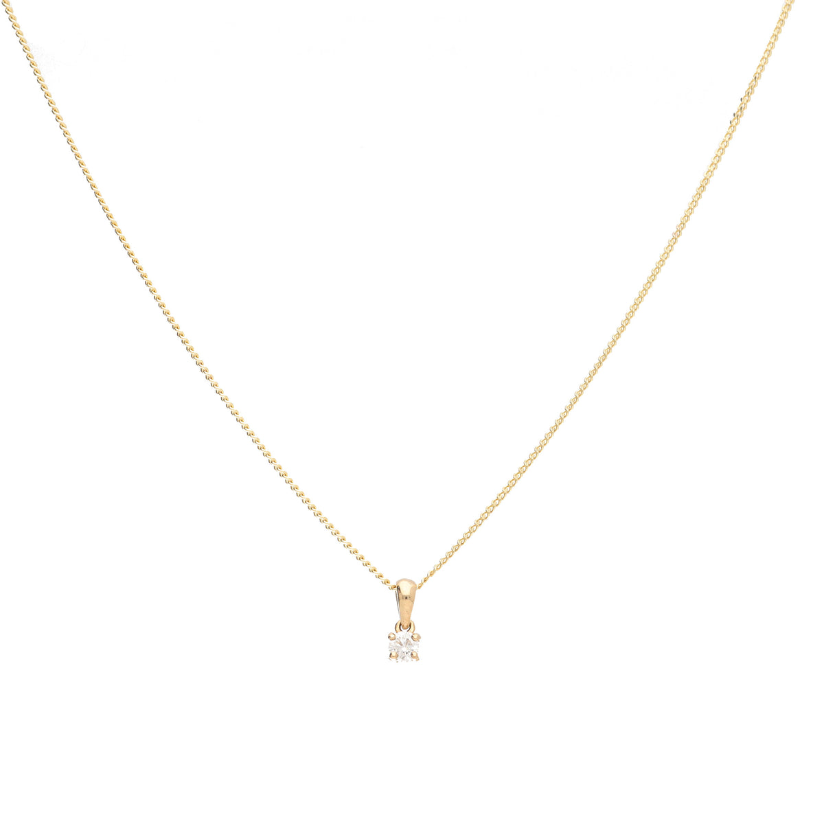 Diamond 0.15ct 9ct Yellow Gold Solitaire Pendant - Michael Jones Jeweller