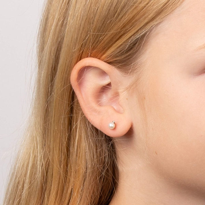 D for Diamond Pearl Stud Earrings