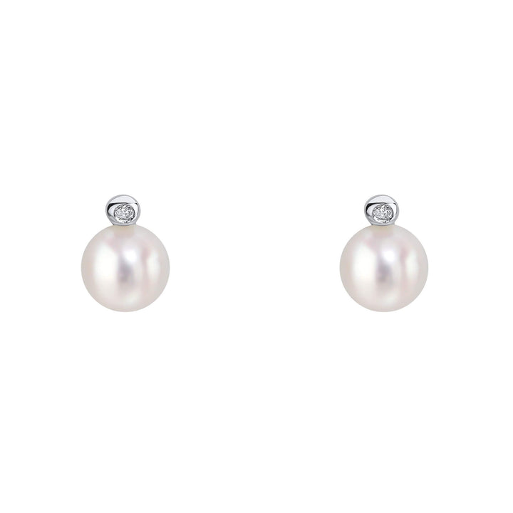 D for Diamond Pearl Stud Earrings