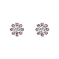 D for Diamond Child's Pink Flower Stud Earrings