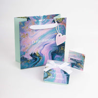 D for Diamond Mother of Pearl and Diamond Heart Stud Earrings