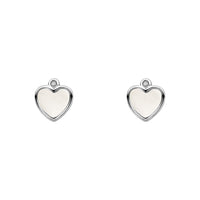 D for Diamond Mother of Pearl and Diamond Heart Stud Earrings
