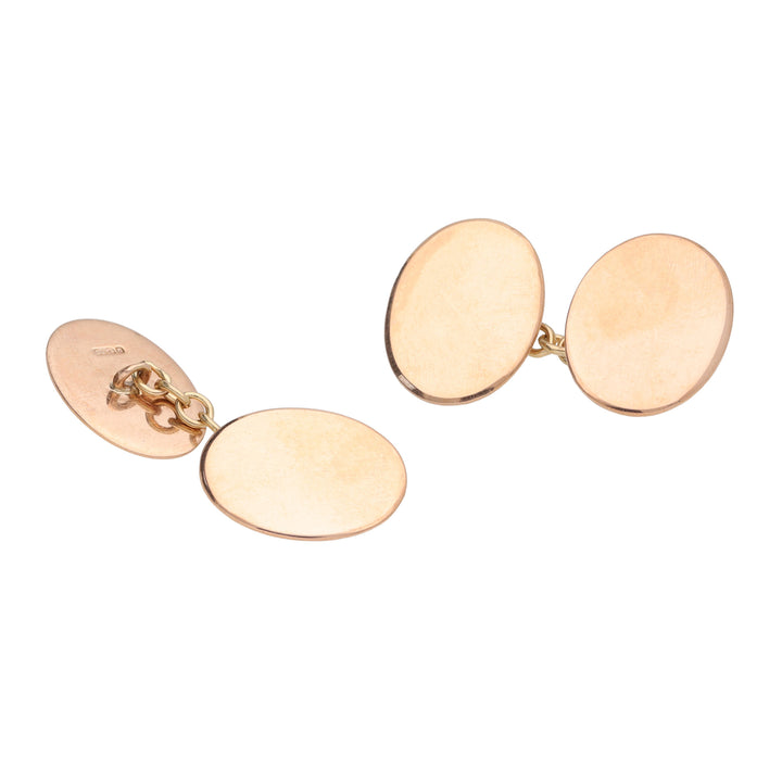 Pre-Owned Oval 9ct Yellow Gold Cufflinks