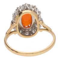 Pre-Owned Fire Opal and Diamond 18ct Gold Cluster Ring