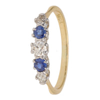 Pre-Owned Sapphire and Diamond 18ct Yellow Gold FIve Stone Ring