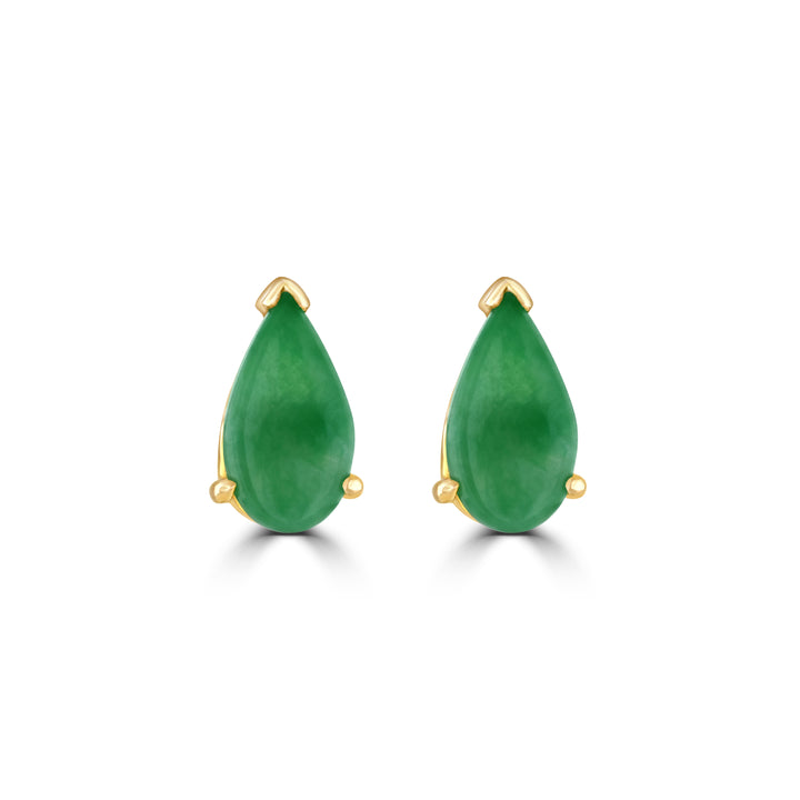 Pre-Owned Jadeite 18ct Yellow Gold Stud Earrings