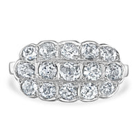 Pre-Owned Early Twentieth Century Diamond 18ct White Gold Three Row Cluster Ring