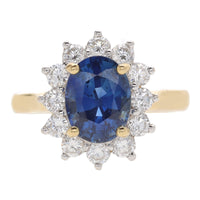 Pre-Owned Sapphire and Diamond Oval Cluster Ring